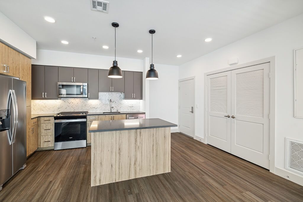 Kitchen island at The Braydon Apartments in Napa CA